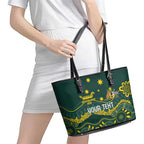 Personalised Australia Dragons Boat Leather Tote Bag Aussie Aboriginal Dot Style