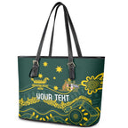 Personalised Australia Dragons Boat Leather Tote Bag Aussie Aboriginal Dot Style