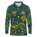 Personalised Australia Dragons Boat Long Sleeve Polo Shirt Aussie Aboriginal Dot Style
