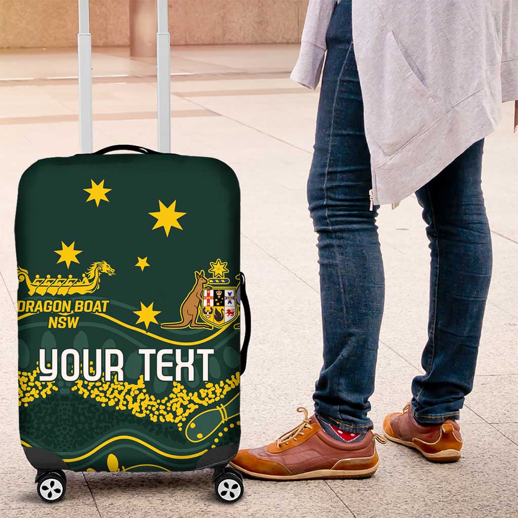 Personalised Australia Dragons Boat Luggage Cover Aussie Aboriginal Dot Style