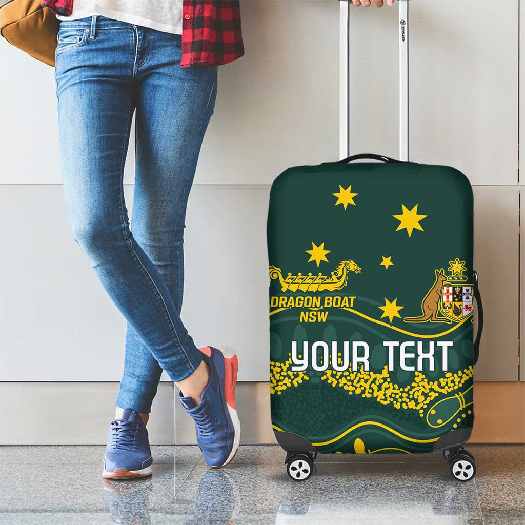 Personalised Australia Dragons Boat Luggage Cover Aussie Aboriginal Dot Style