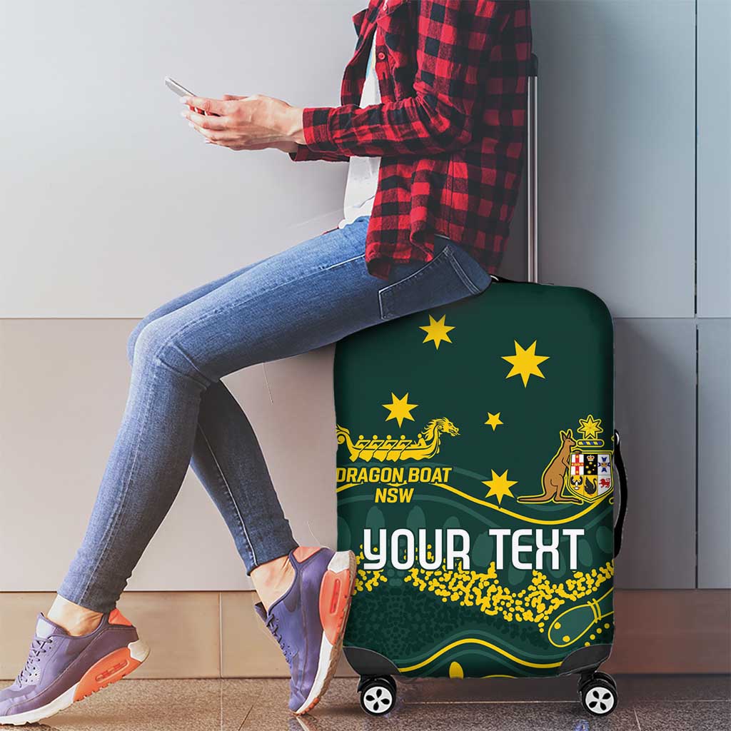 Personalised Australia Dragons Boat Luggage Cover Aussie Aboriginal Dot Style