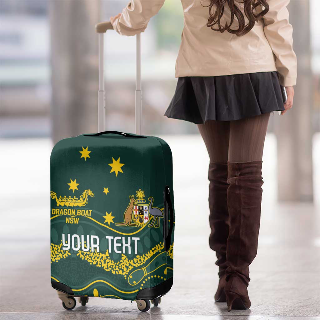 Personalised Australia Dragons Boat Luggage Cover Aussie Aboriginal Dot Style