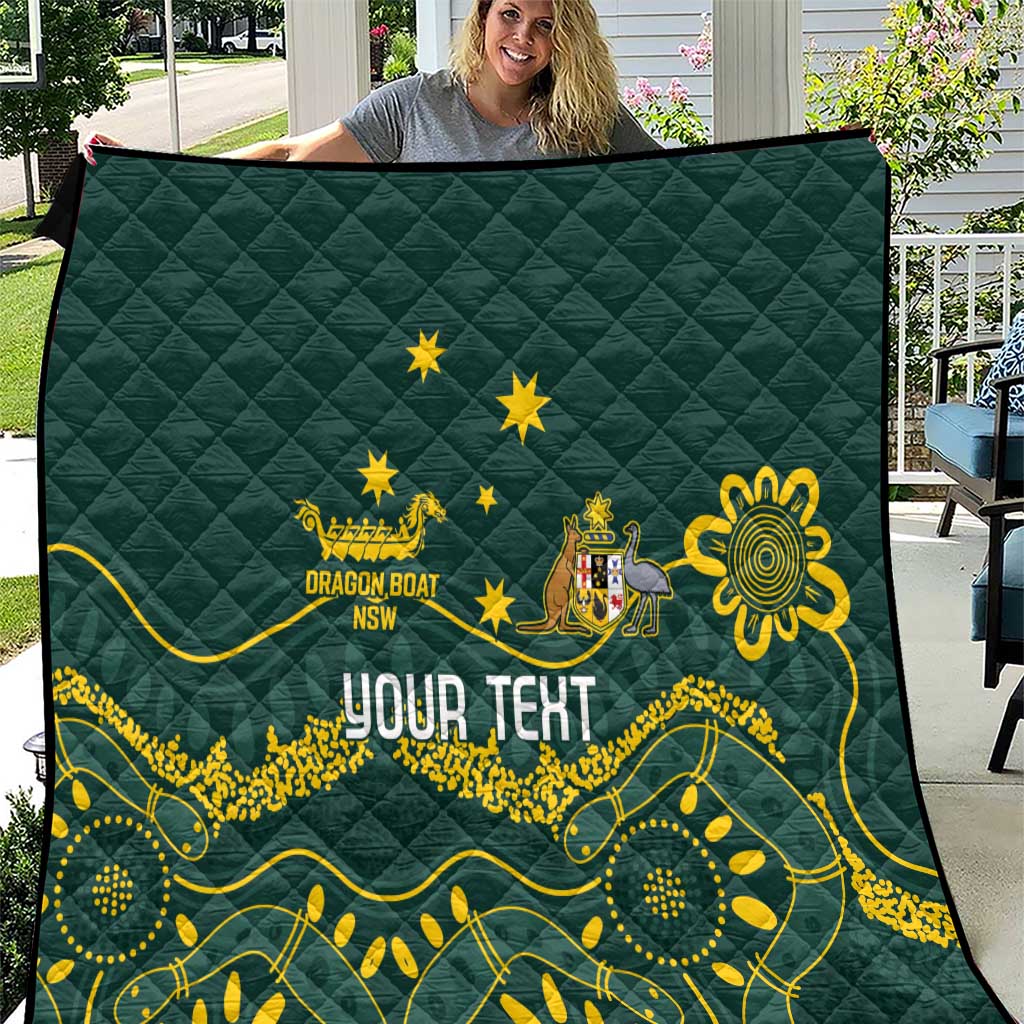 Personalised Australia Dragons Boat Quilt Aussie Aboriginal Dot Style
