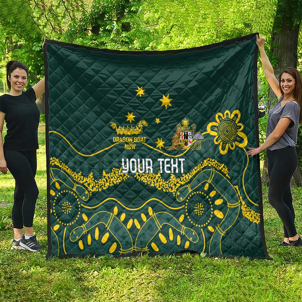 Personalised Australia Dragons Boat Quilt Aussie Aboriginal Dot Style