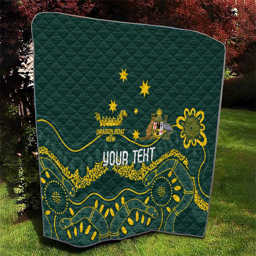 Personalised Australia Dragons Boat Quilt Aussie Aboriginal Dot Style