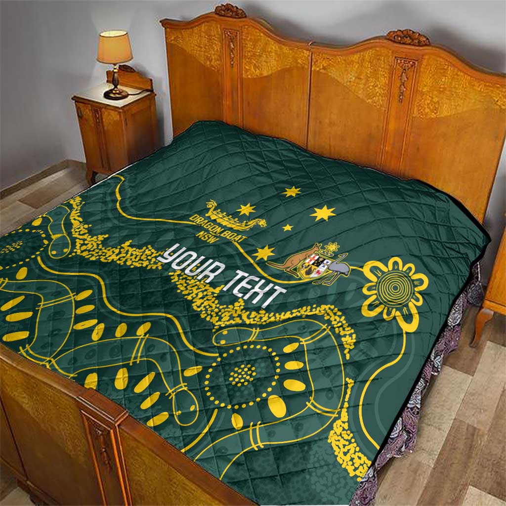 Personalised Australia Dragons Boat Quilt Aussie Aboriginal Dot Style