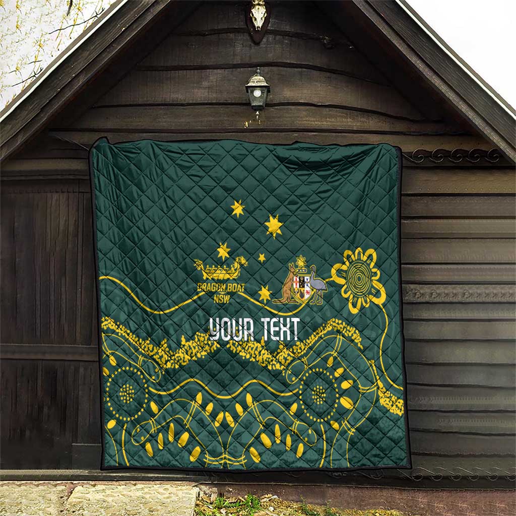 Personalised Australia Dragons Boat Quilt Aussie Aboriginal Dot Style