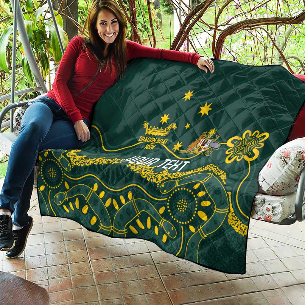 Personalised Australia Dragons Boat Quilt Aussie Aboriginal Dot Style
