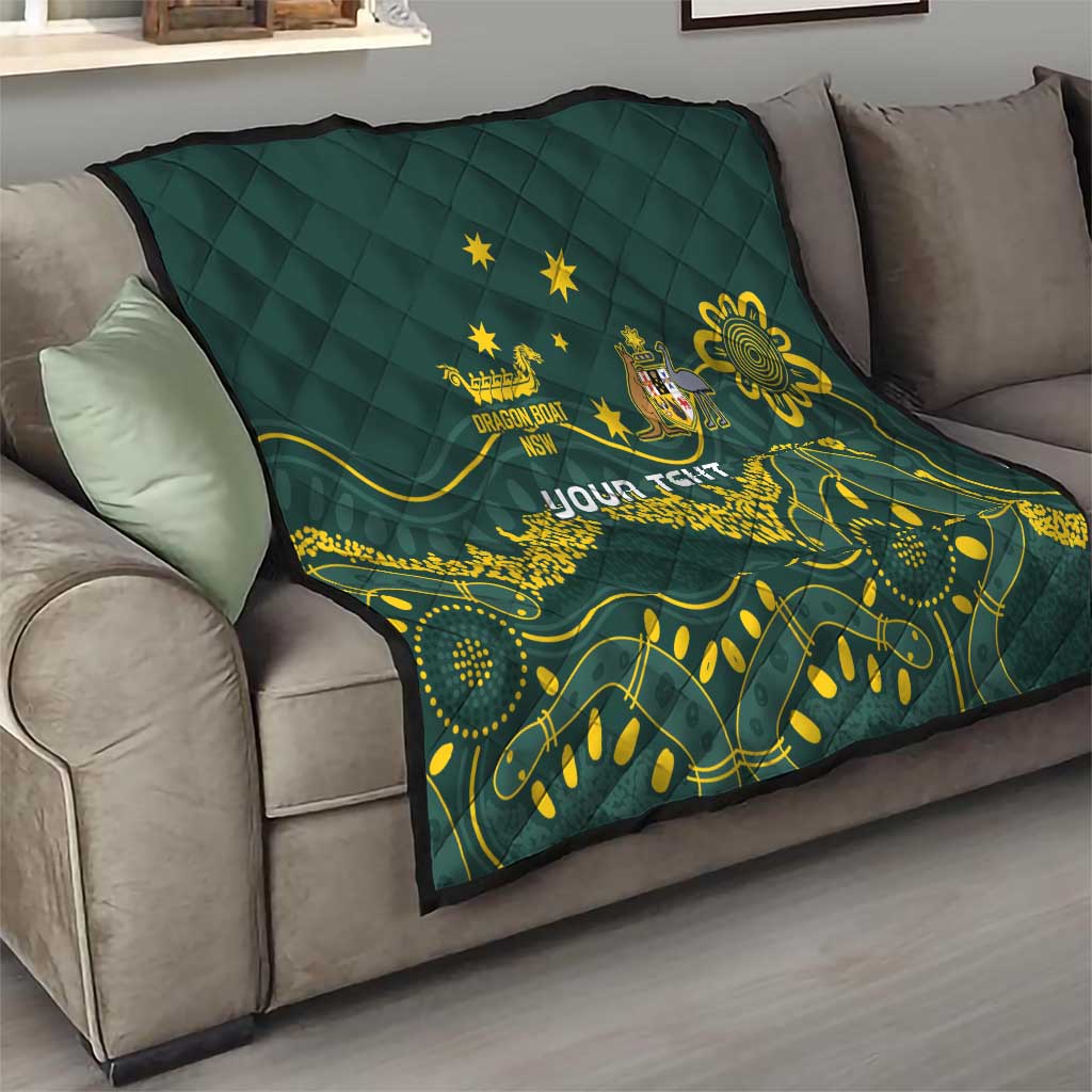 Personalised Australia Dragons Boat Quilt Aussie Aboriginal Dot Style