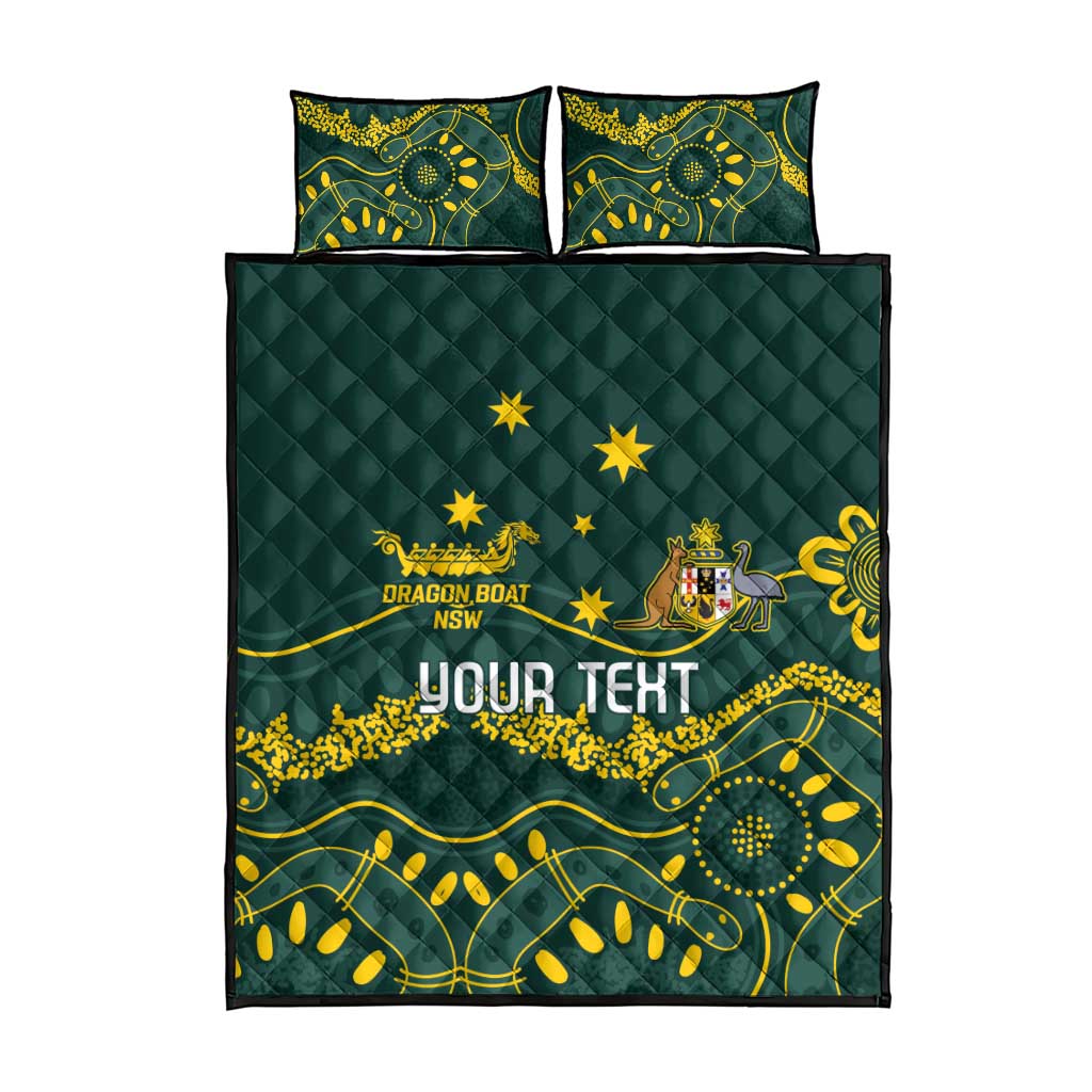 Personalised Australia Dragons Boat Quilt Bed Set Aussie Aboriginal Dot Style