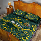 Personalised Australia Dragons Boat Quilt Bed Set Aussie Aboriginal Dot Style