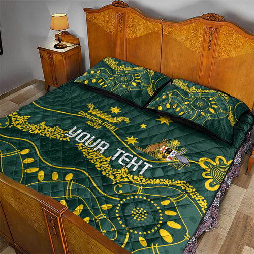 Personalised Australia Dragons Boat Quilt Bed Set Aussie Aboriginal Dot Style