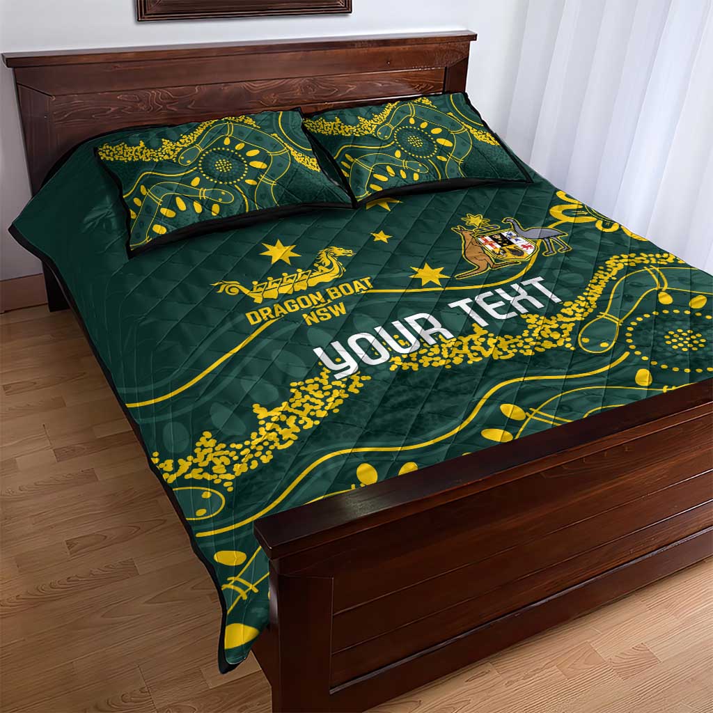 Personalised Australia Dragons Boat Quilt Bed Set Aussie Aboriginal Dot Style