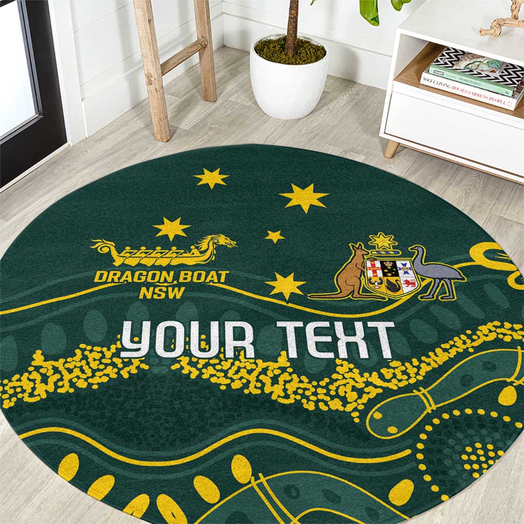 Personalised Australia Dragons Boat Round Carpet Aussie Aboriginal Dot Style