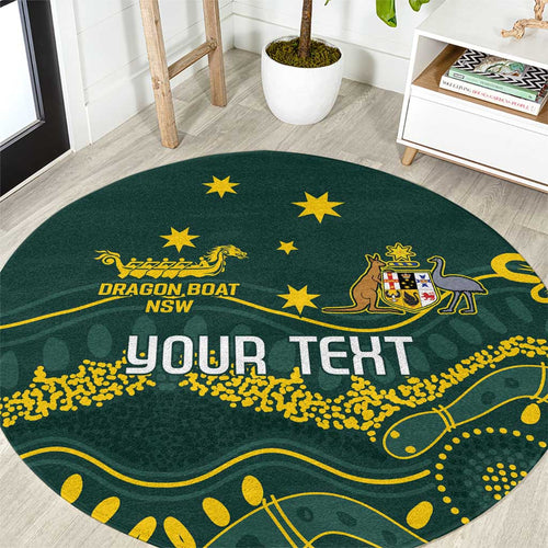 Personalised Australia Dragons Boat Round Carpet Aussie Aboriginal Dot Style