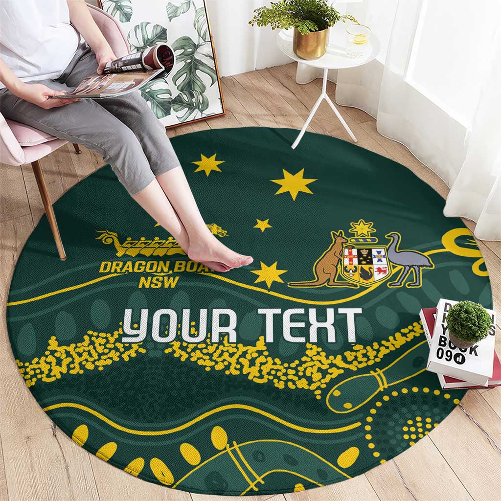 Personalised Australia Dragons Boat Round Carpet Aussie Aboriginal Dot Style
