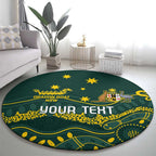 Personalised Australia Dragons Boat Round Carpet Aussie Aboriginal Dot Style