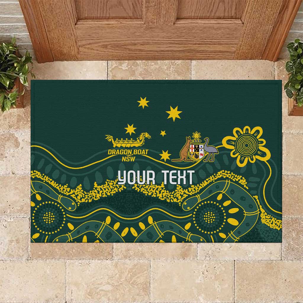 Personalised Australia Dragons Boat Rubber Doormat Aussie Aboriginal Dot Style