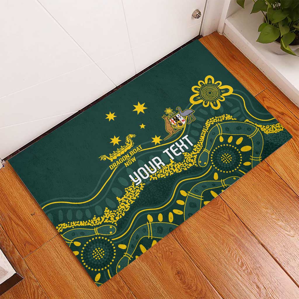 Personalised Australia Dragons Boat Rubber Doormat Aussie Aboriginal Dot Style