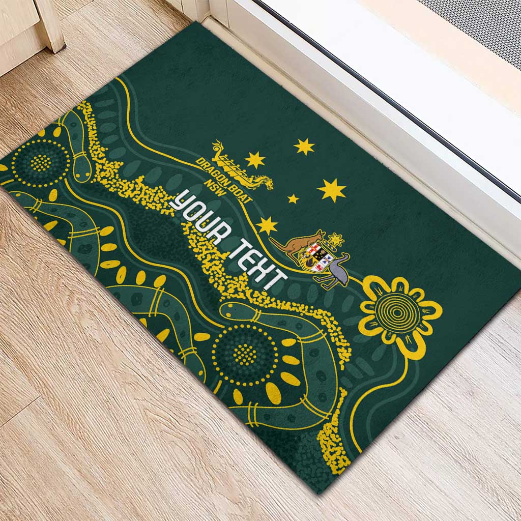 Personalised Australia Dragons Boat Rubber Doormat Aussie Aboriginal Dot Style