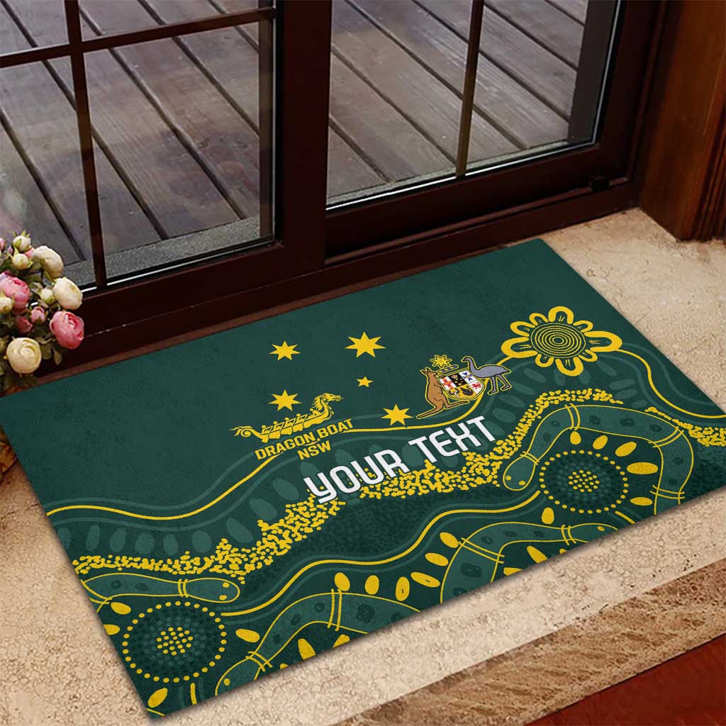 Personalised Australia Dragons Boat Rubber Doormat Aussie Aboriginal Dot Style