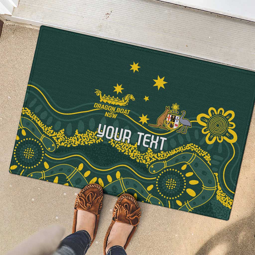 Personalised Australia Dragons Boat Rubber Doormat Aussie Aboriginal Dot Style