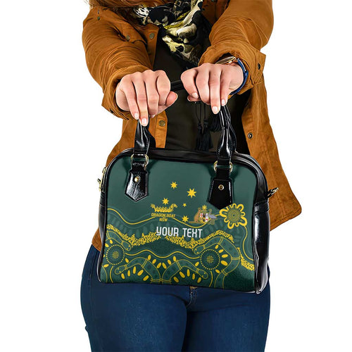 Personalised Australia Dragons Boat Shoulder Handbag Aussie Aboriginal Dot Style