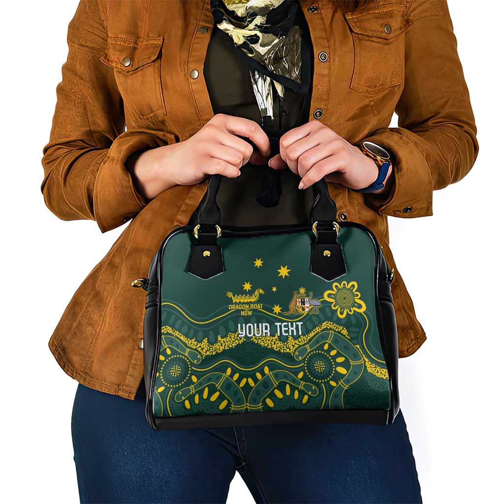 Personalised Australia Dragons Boat Shoulder Handbag Aussie Aboriginal Dot Style