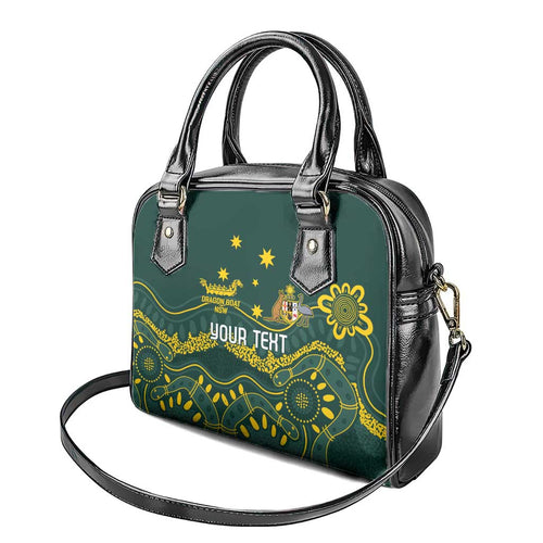 Personalised Australia Dragons Boat Shoulder Handbag Aussie Aboriginal Dot Style