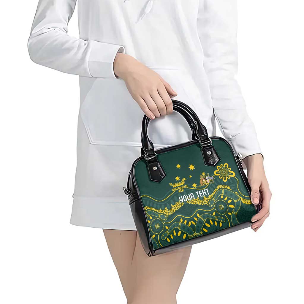 Personalised Australia Dragons Boat Shoulder Handbag Aussie Aboriginal Dot Style