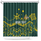 Personalised Australia Dragons Boat Shower Curtain Aussie Aboriginal Dot Style