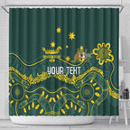 Personalised Australia Dragons Boat Shower Curtain Aussie Aboriginal Dot Style