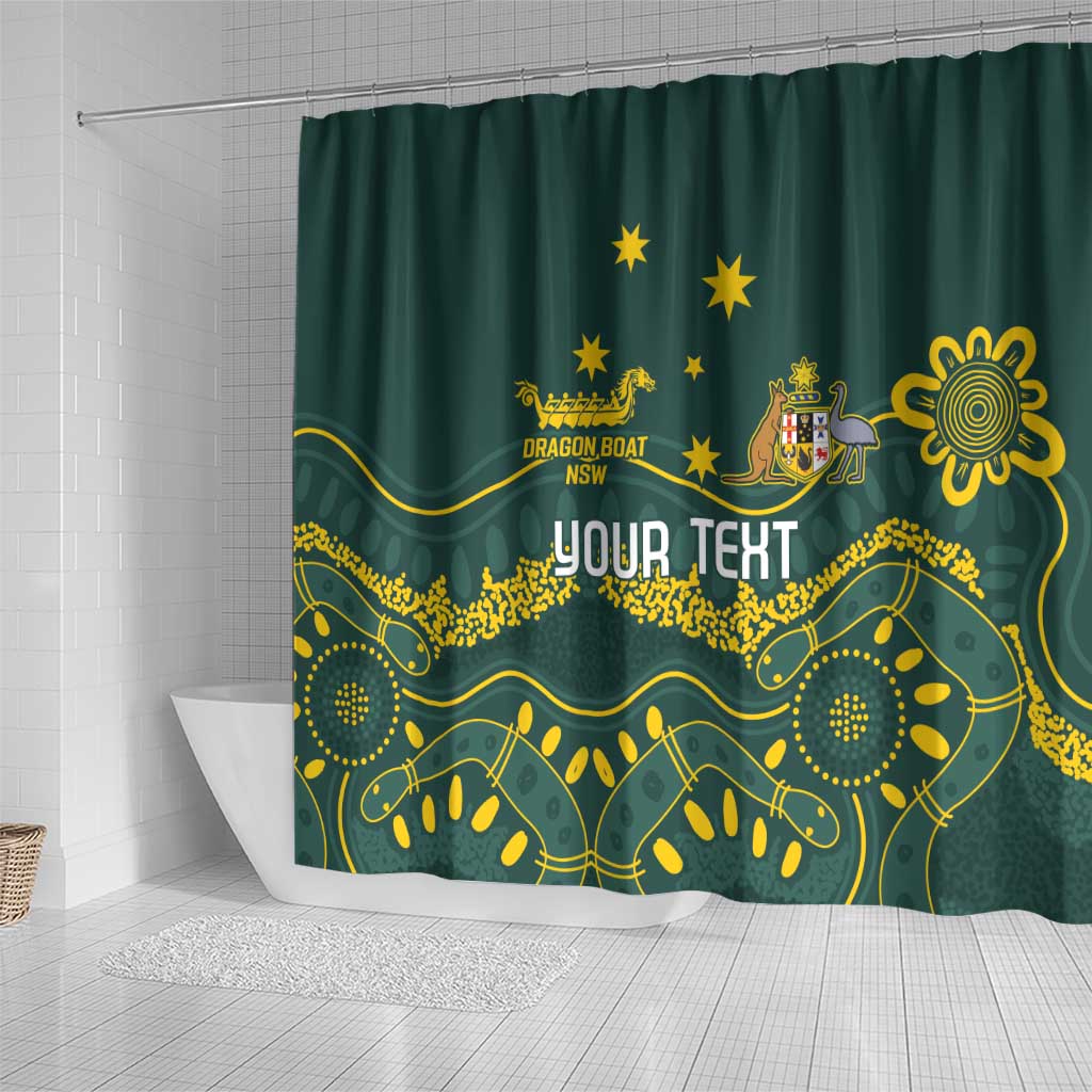 Personalised Australia Dragons Boat Shower Curtain Aussie Aboriginal Dot Style