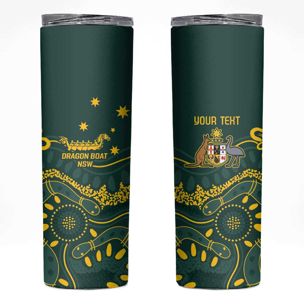 Personalised Australia Dragons Boat Skinny Tumbler Aussie Aboriginal Dot Style