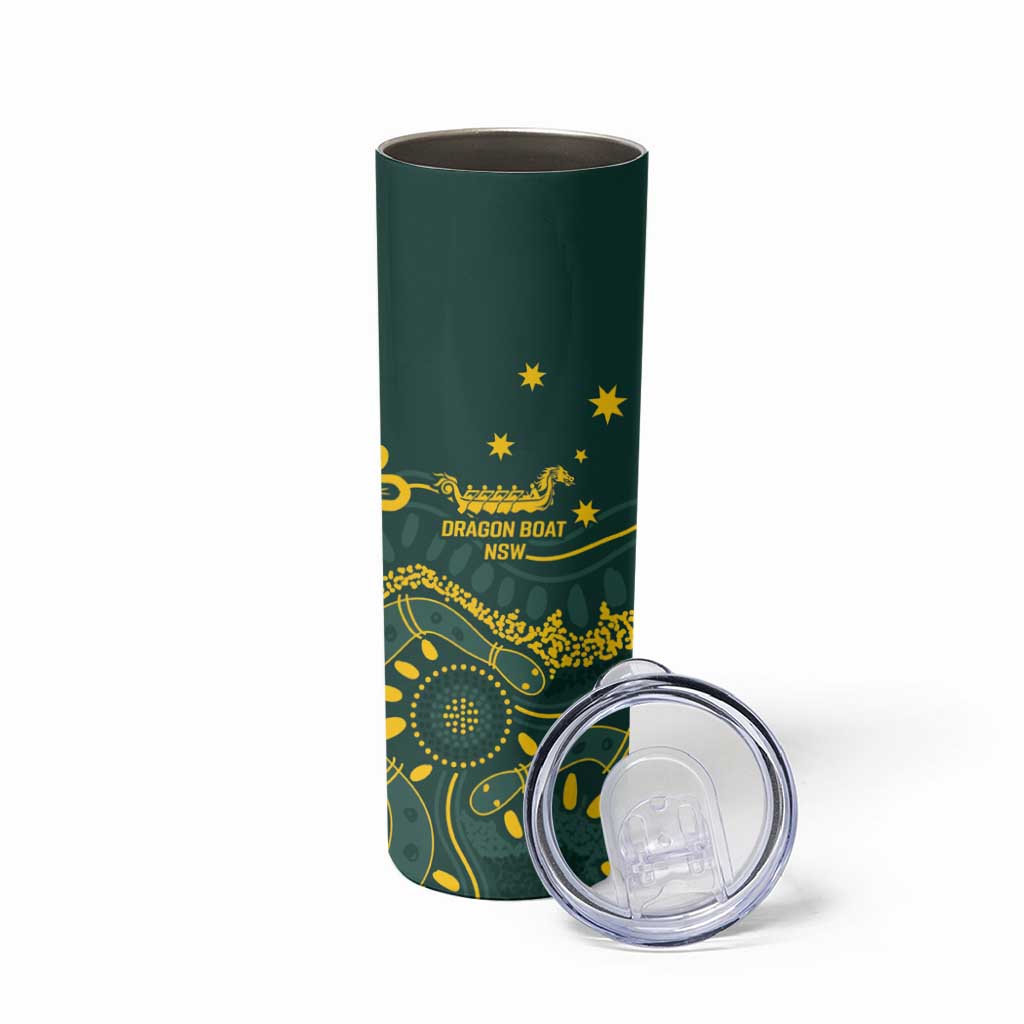 Personalised Australia Dragons Boat Skinny Tumbler Aussie Aboriginal Dot Style