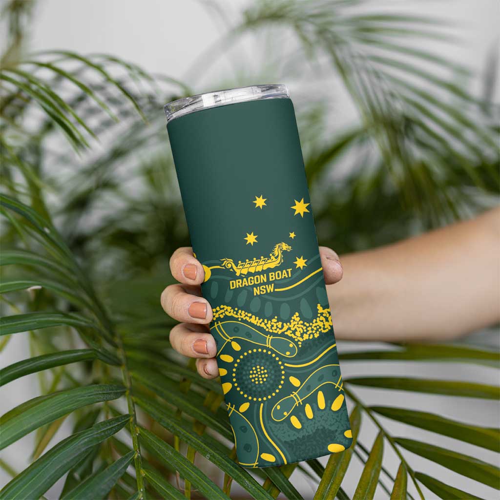 Personalised Australia Dragons Boat Skinny Tumbler Aussie Aboriginal Dot Style