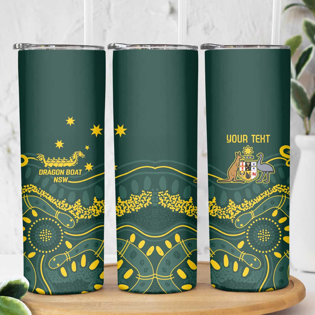 Personalised Australia Dragons Boat Skinny Tumbler Aussie Aboriginal Dot Style