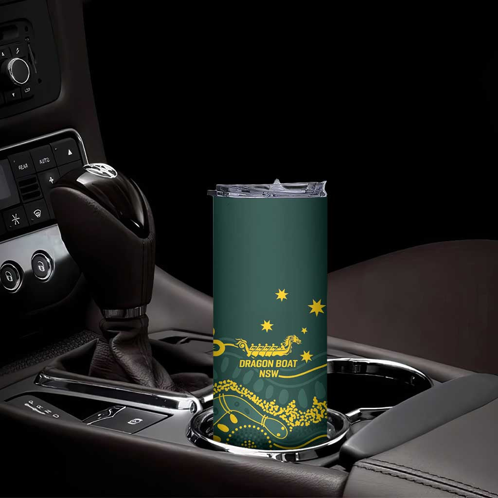 Personalised Australia Dragons Boat Skinny Tumbler Aussie Aboriginal Dot Style
