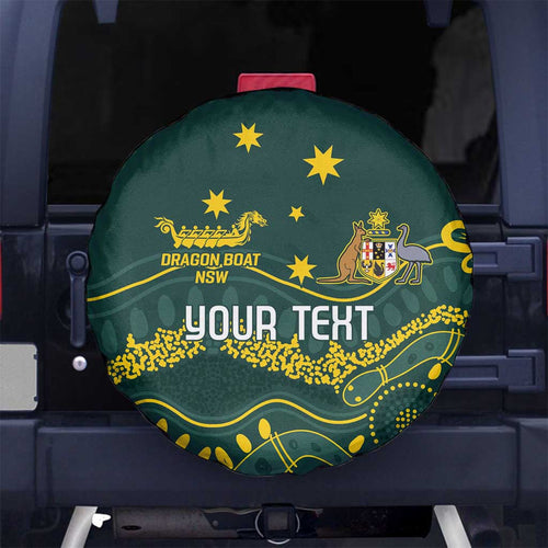 Personalised Australia Dragons Boat Spare Tire Cover Aussie Aboriginal Dot Style