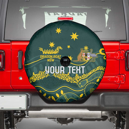 Personalised Australia Dragons Boat Spare Tire Cover Aussie Aboriginal Dot Style