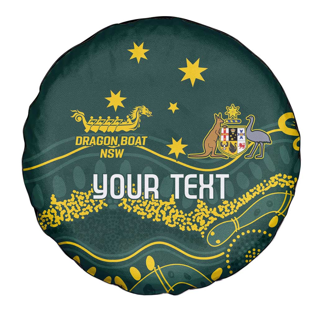Personalised Australia Dragons Boat Spare Tire Cover Aussie Aboriginal Dot Style