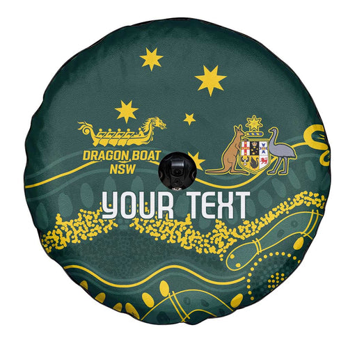 Personalised Australia Dragons Boat Spare Tire Cover Aussie Aboriginal Dot Style