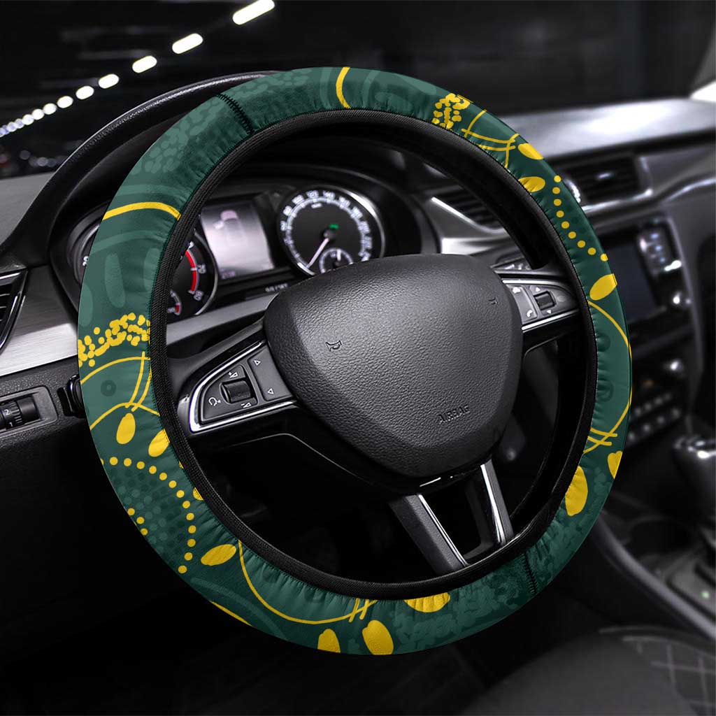 Australia Dragons Boat Steering Wheel Cover Aussie Aboriginal Dot Style