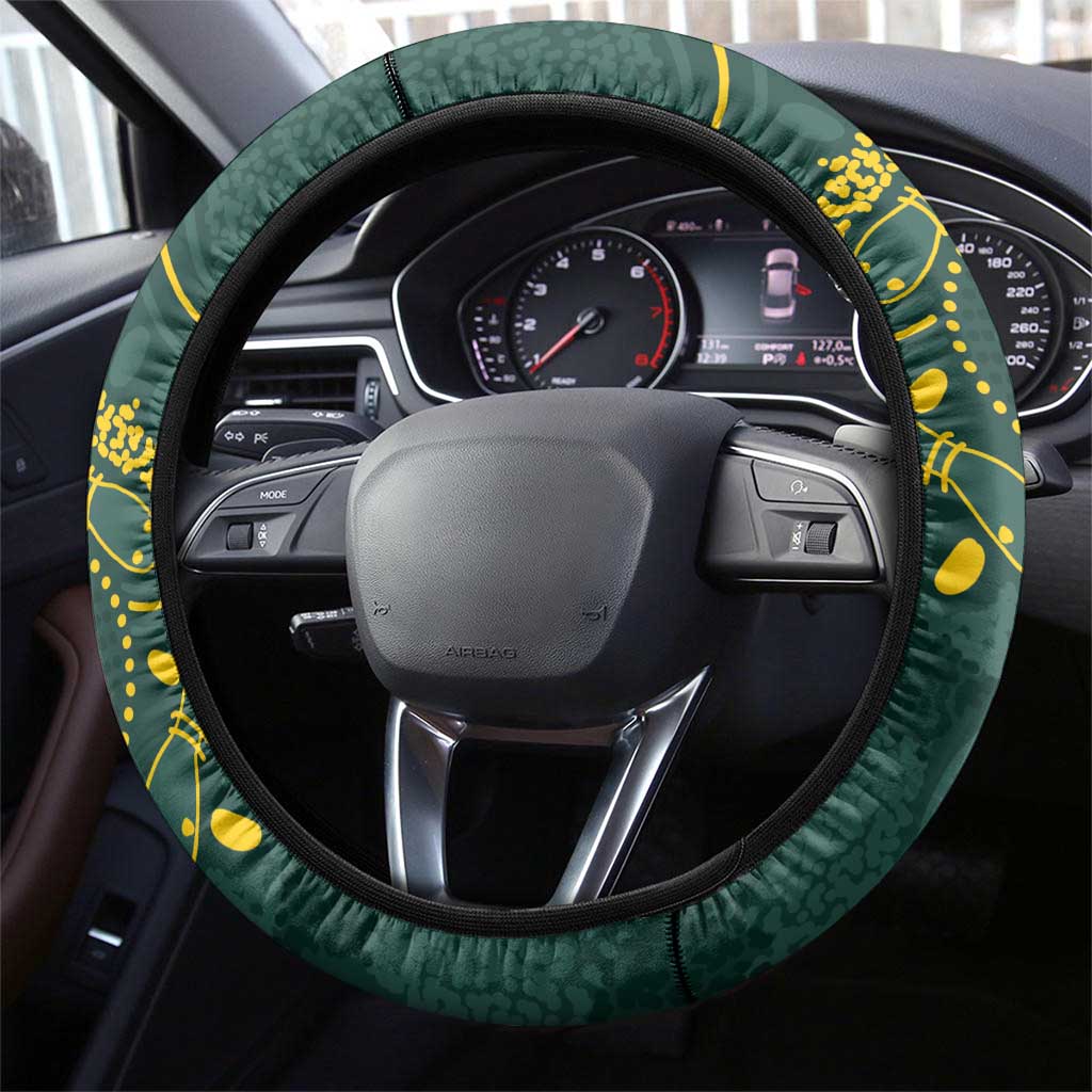 Australia Dragons Boat Steering Wheel Cover Aussie Aboriginal Dot Style