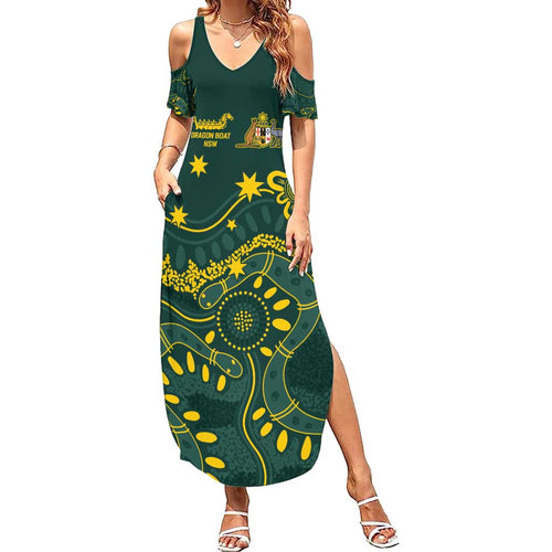 Personalised Australia Dragons Boat Summer Maxi Dress Aussie Aboriginal Dot Style