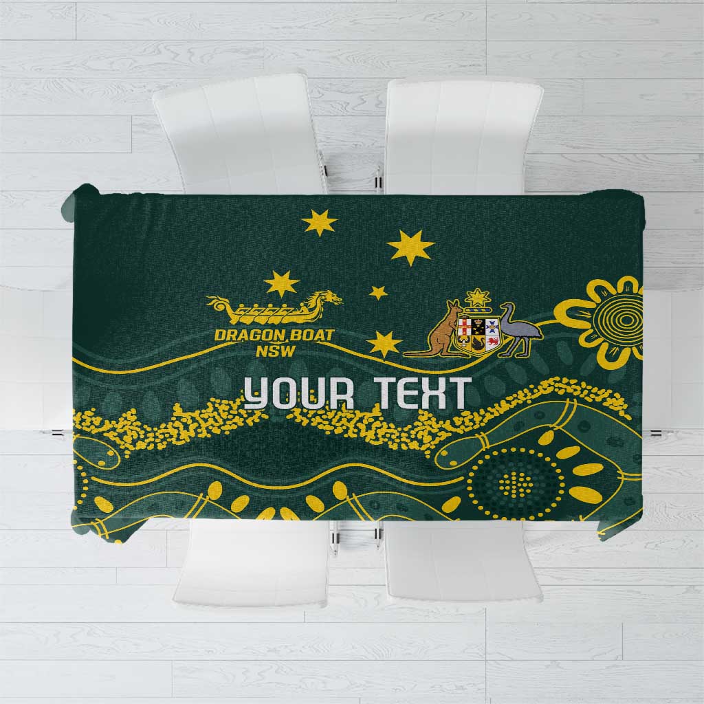 Personalised Australia Dragons Boat Tablecloth Aussie Aboriginal Dot Style