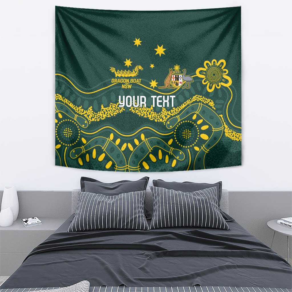 Personalised Australia Dragons Boat Tapestry Aussie Aboriginal Dot Style