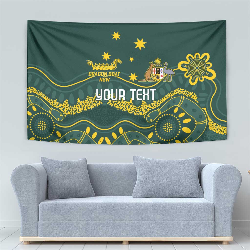 Personalised Australia Dragons Boat Tapestry Aussie Aboriginal Dot Style