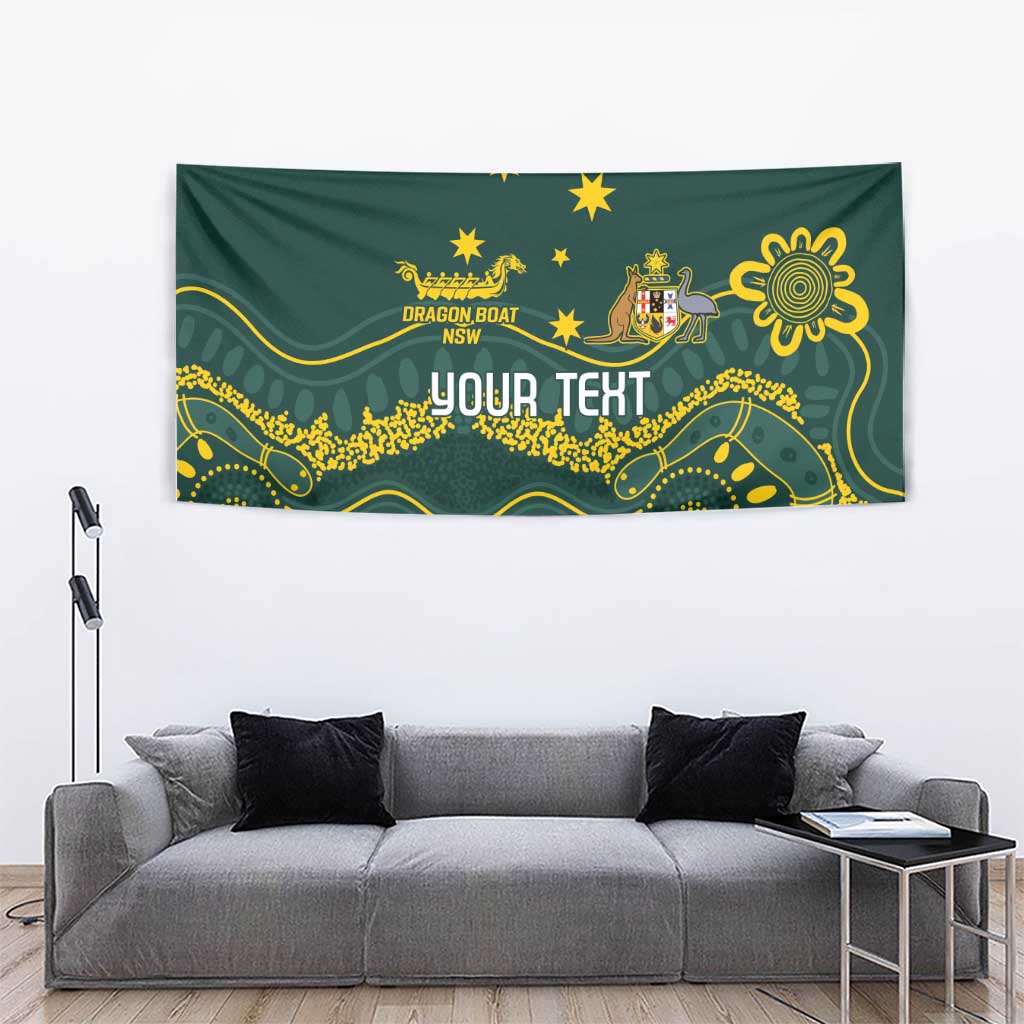 Personalised Australia Dragons Boat Tapestry Aussie Aboriginal Dot Style